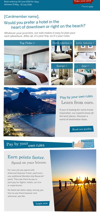2 x responsive fluid/hybrid HTML email builds for American Express