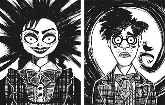 Black and white style illustration