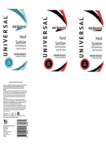 Universal Industries Ltd -  Hand Sanitiser labels