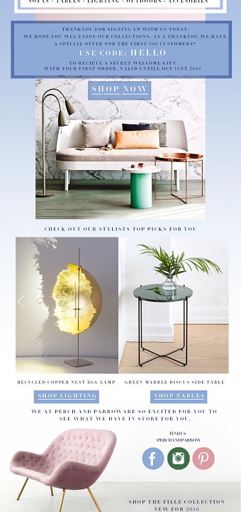 Emailer for Homeware brand