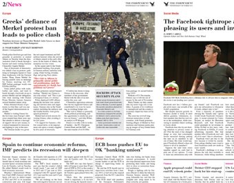 Mock newspaper layout – The Independent