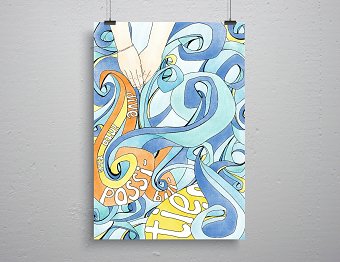 Hand drawn poster for a Greek workshop