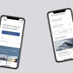 British Airways app home screen