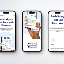 Mevolve Website and Todo App Design, Landing page